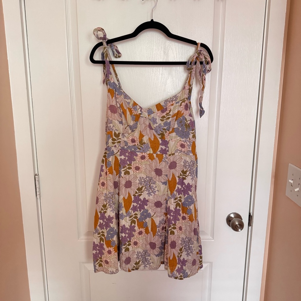 American Eagle Floral Sleeveless Dress with Tie Straps